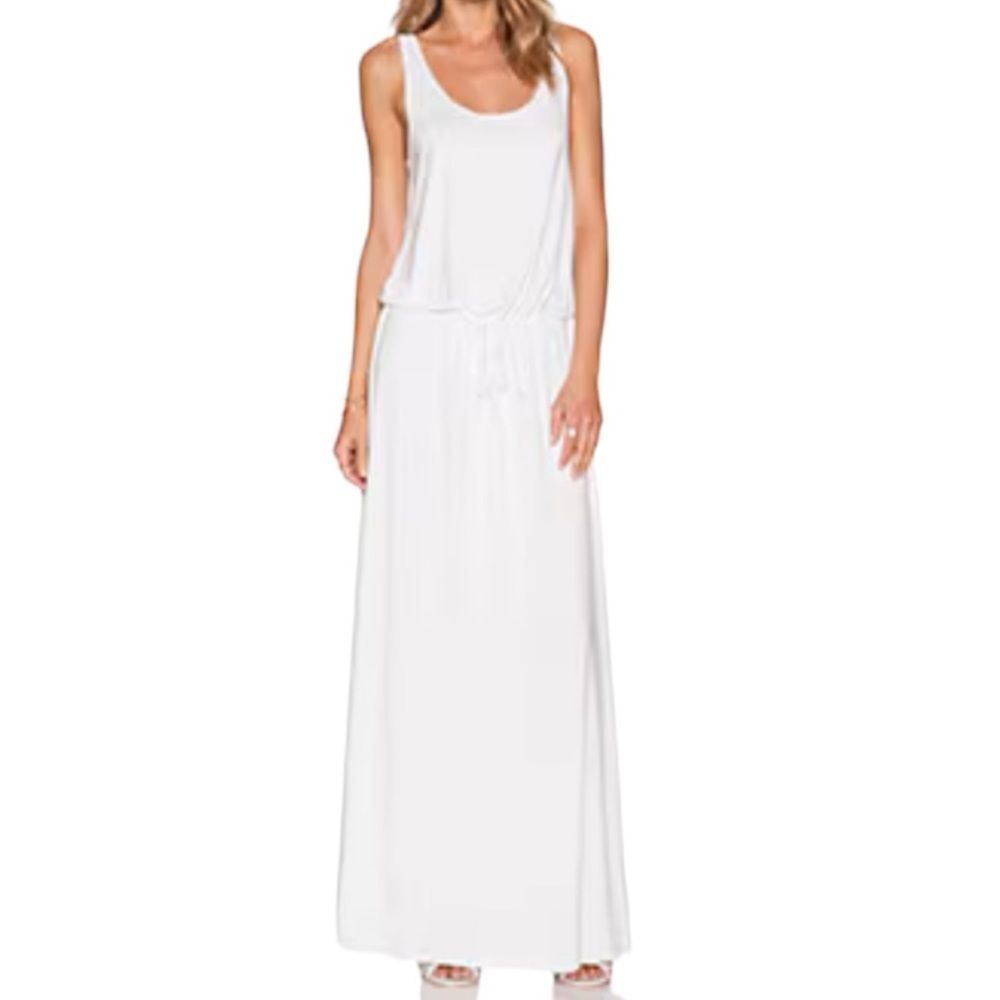 NWT Michael Lauren White Sleeveless Maxi Dress w/ Drawstring Waist Medium